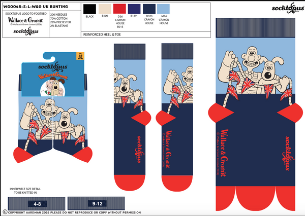 UK Bunting Socks - Wallace and Gromit