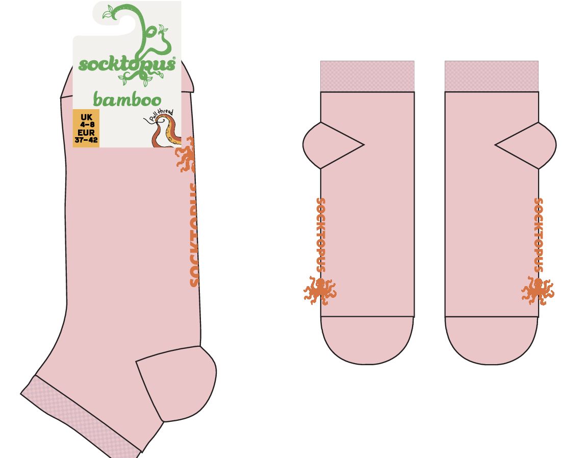 Pink Lemonade - Bamboo Colours Trainer Socks