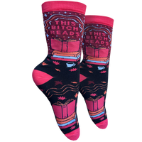 This Bitch Reads Slogan Socks