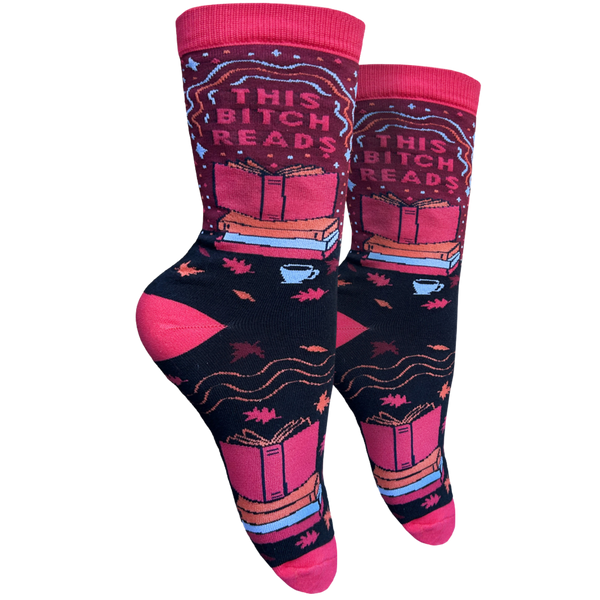 This Bitch Reads Slogan Socks