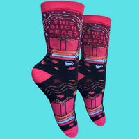 This Bitch Reads Slogan Socks