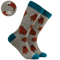 Fluffy Capybara Socks - LARGE GREY