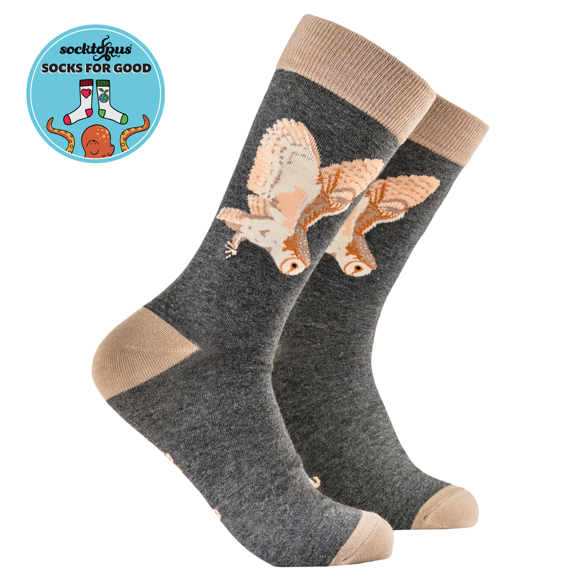 Owl Socks - Barn Owl on Silent Wings