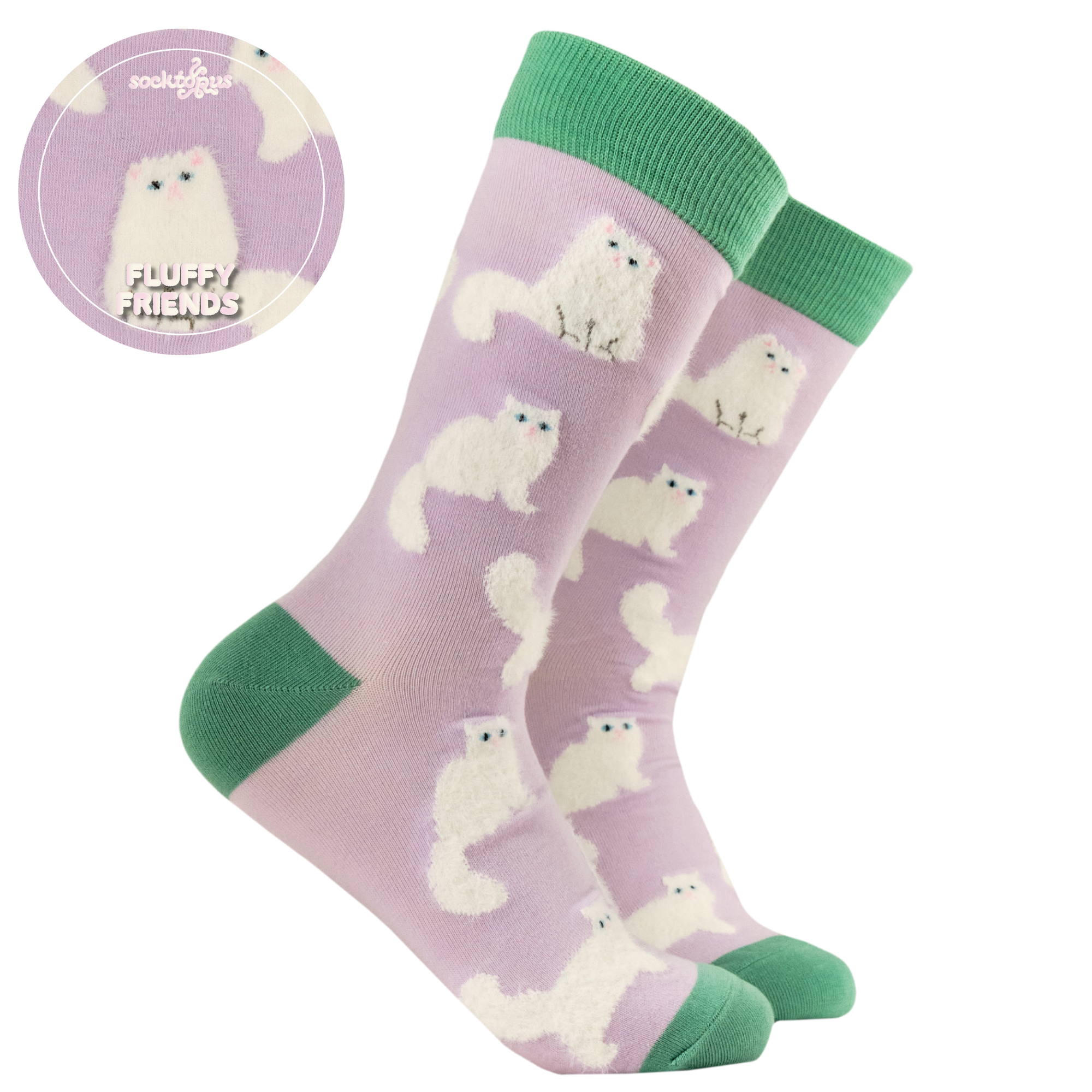 Fluffy White Cats Socks