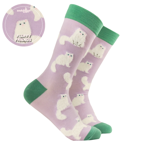 Fluffy White Cats Socks