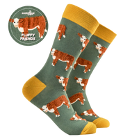 Fluffy Hereford Cow Socks