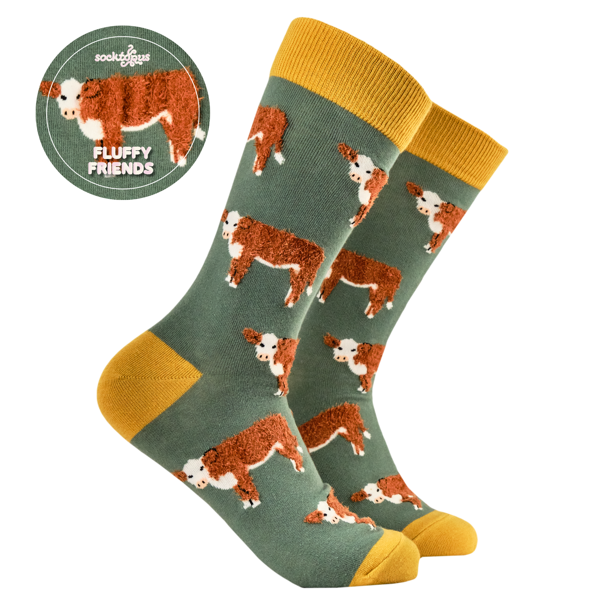 Fluffy Hereford Cow Socks