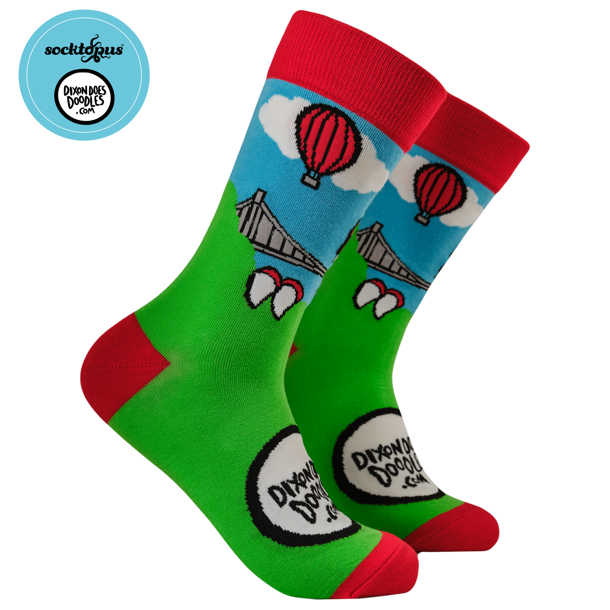 Dixon Does Doodles - Bristol Dino Bridge Socks
