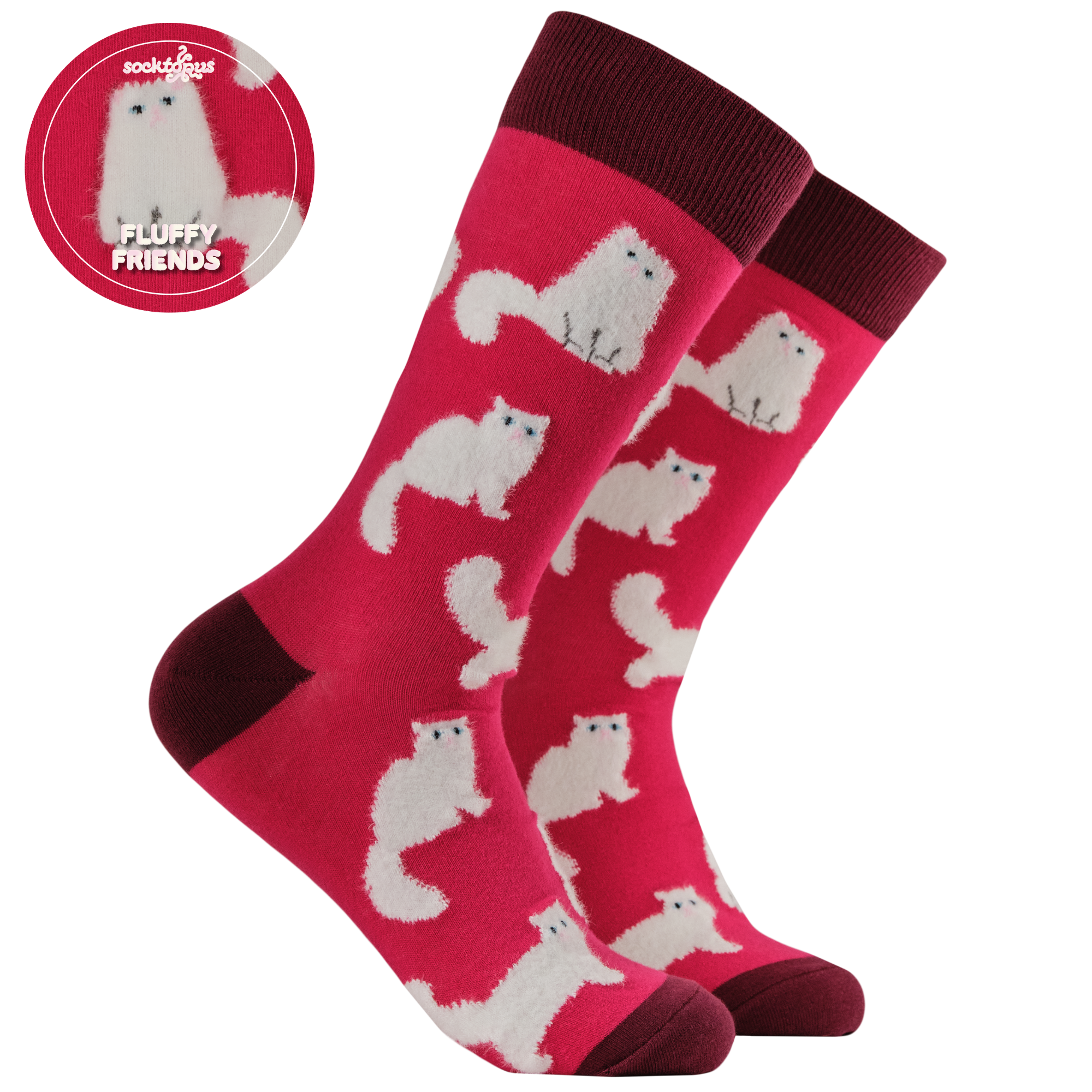 Fluffy White Cats Socks