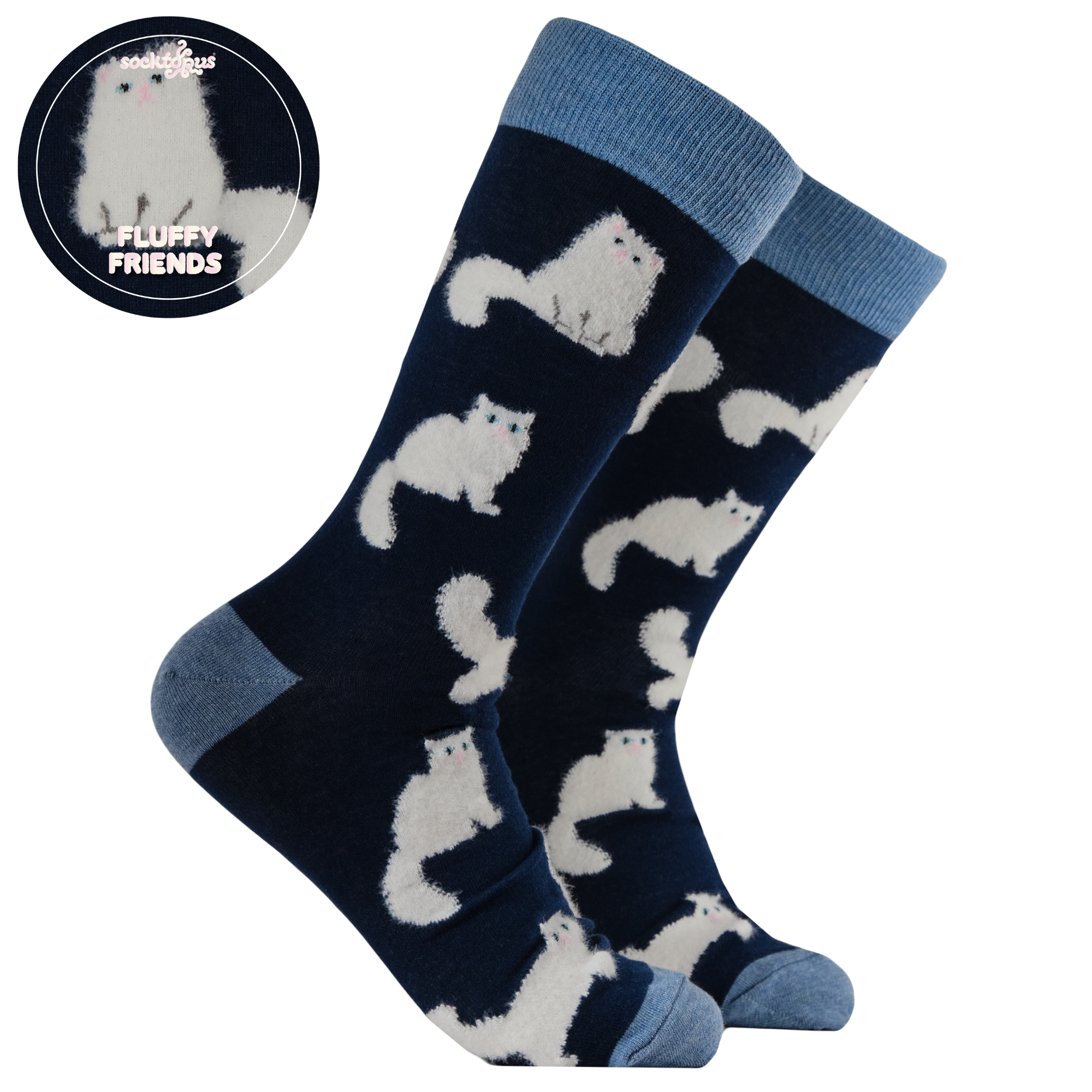 Fluffy White Cats Socks