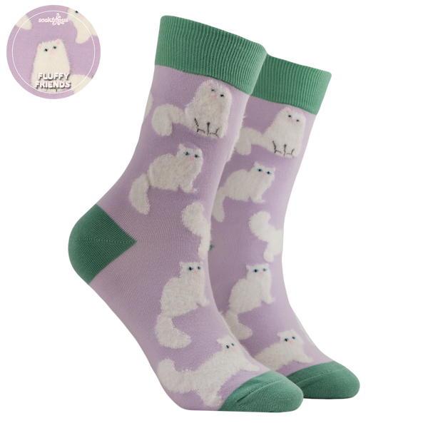 Fluffy White Cats Mini Socks