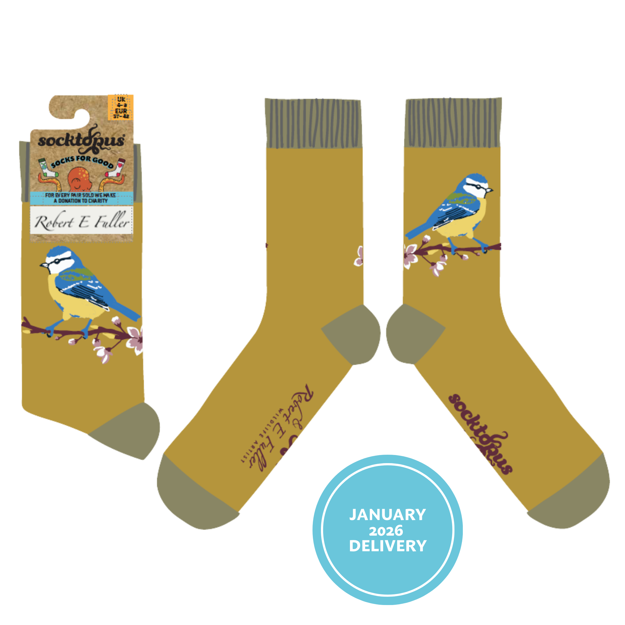 Blue Tit Socks - Robert E Fuller
