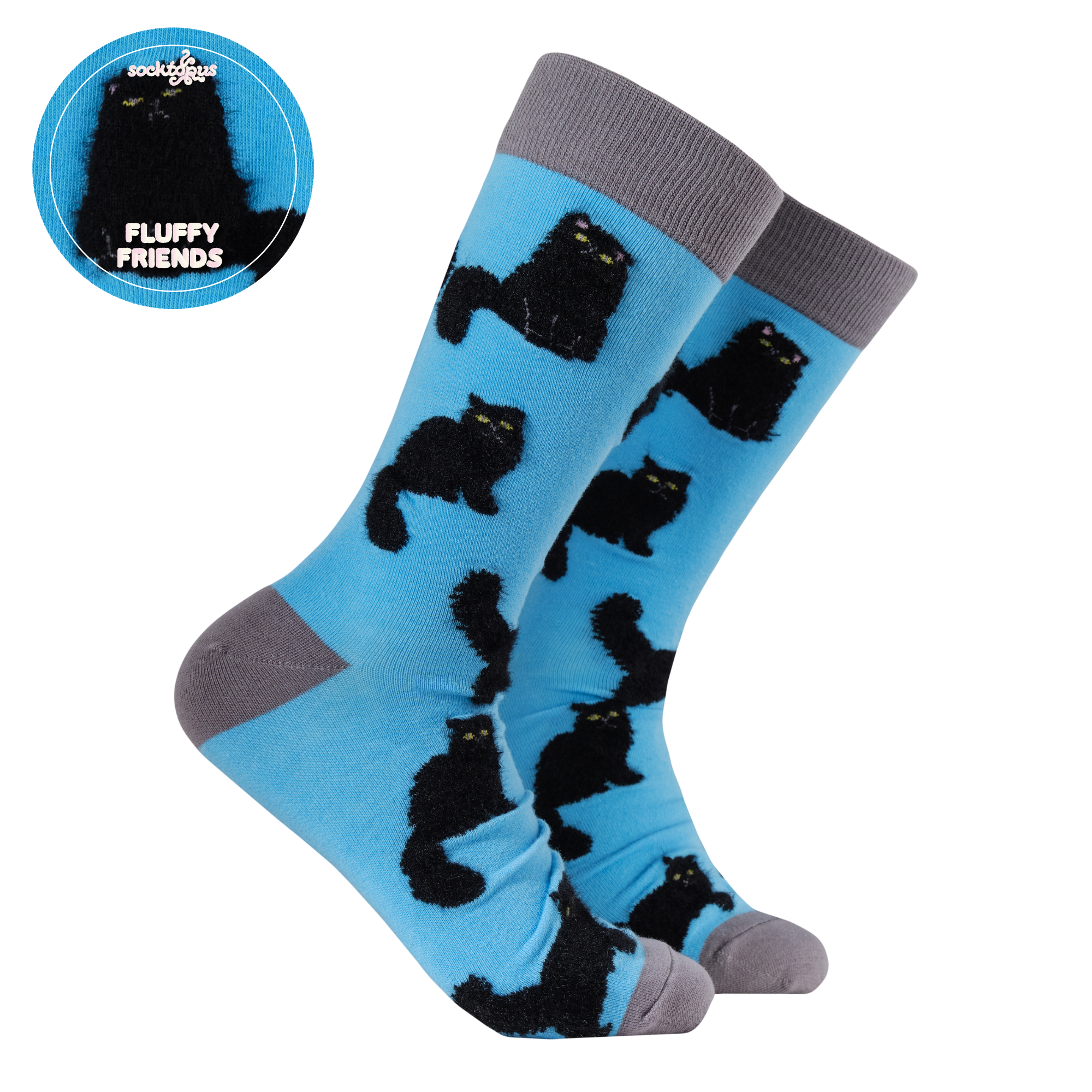 Fluffy Black Cat Socks