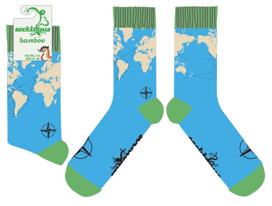 World Map Bamboo Socks