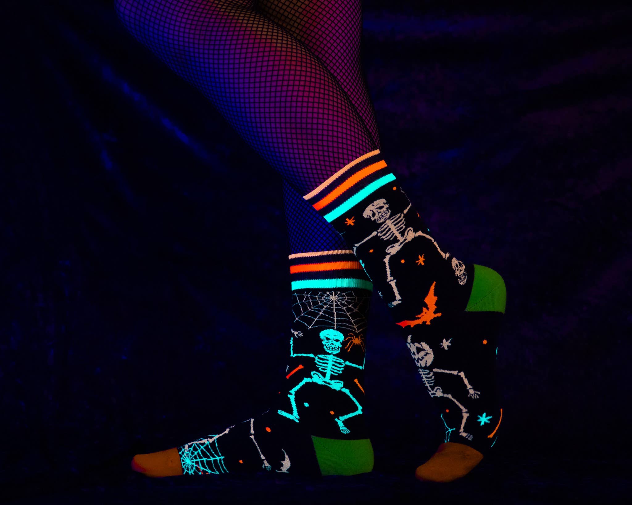 Rave Skeletons UV Reactive Socks