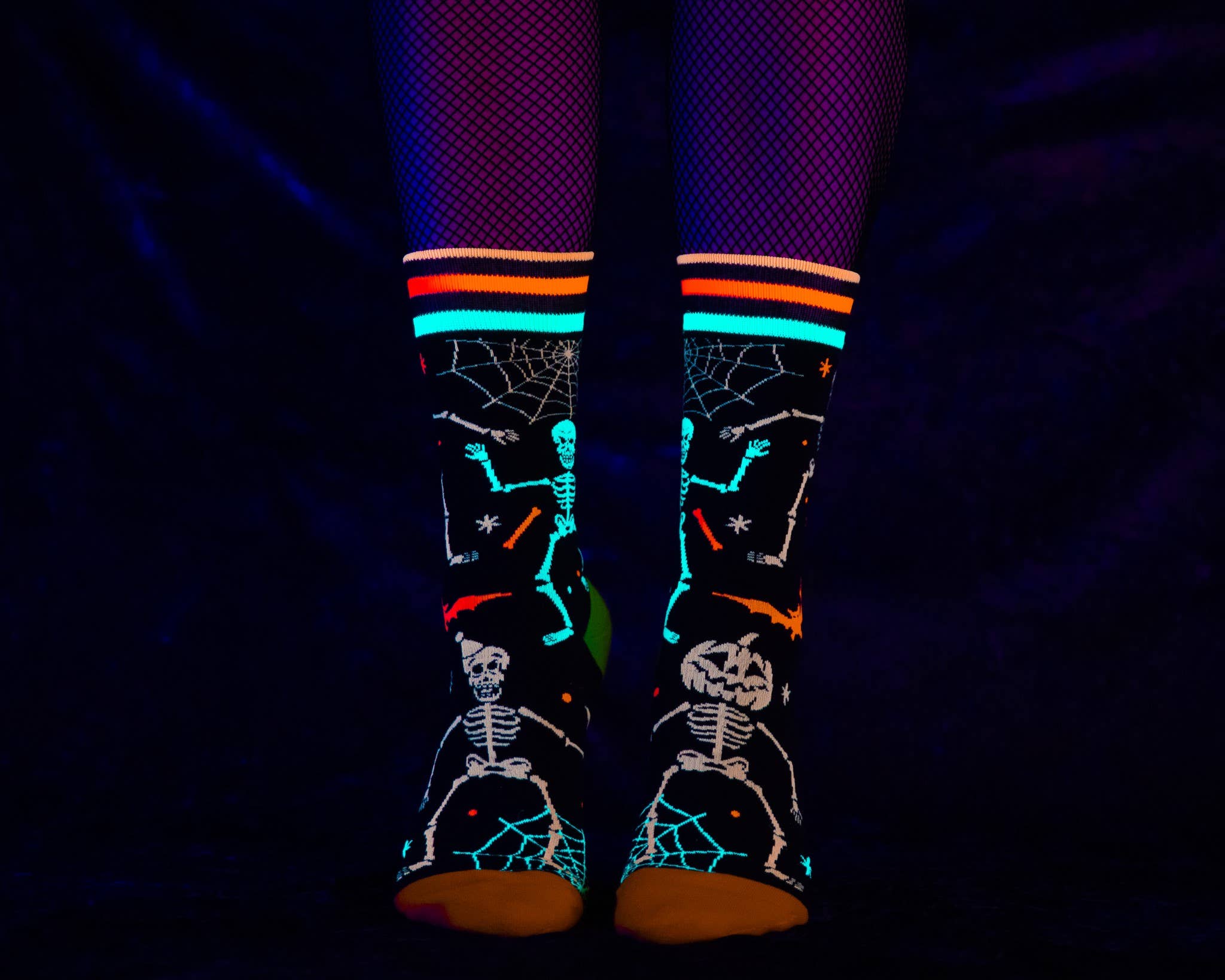 Rave Skeletons UV Reactive Socks