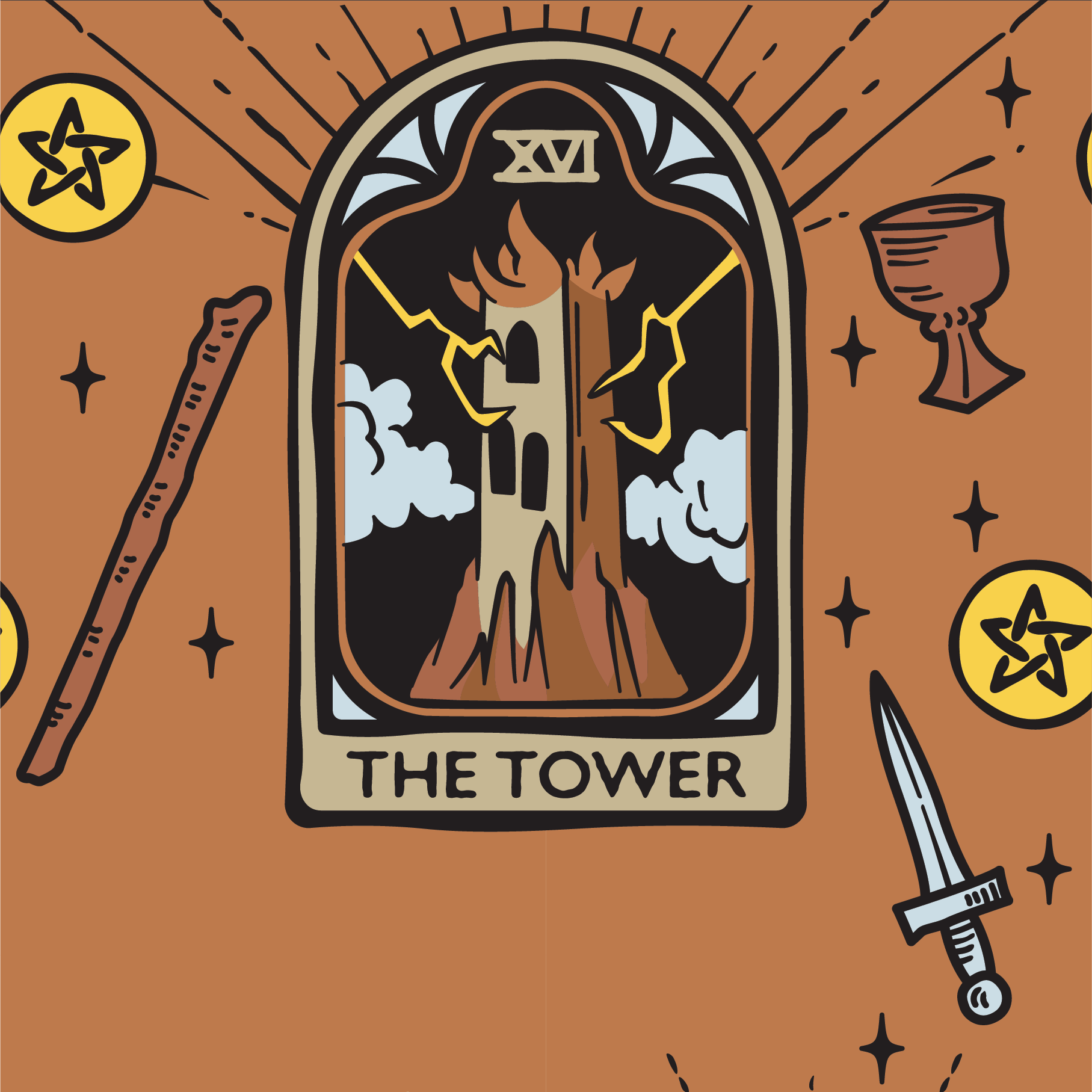The Tower Tarot Nouveau Socks