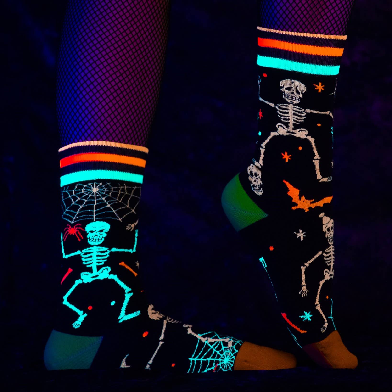 Rave Skeletons UV Reactive Socks